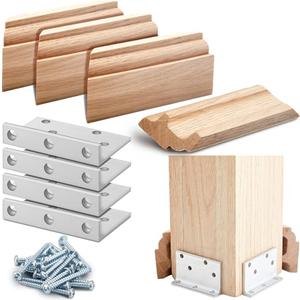 Blulu 4 Pcs 3-1/2 Inch l Bracket Metal Post Anchor with Wood Post Trim Deck Base Fasteners for Fastening Handrails Balustrades to Stairs and Floors