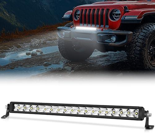 OFFROADTOWN 20 Inch Single Row LED Light Bar 126W Spot Flood Combo Off Road Driving Light Ultra-Slim Light Bar Waterproof Work Light Thin Light Bar for UTV SXS SUV ATV Truck Pickup