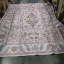 Area Rug 8x10 for Living Room Soft Machine Washable Low Pile Area Rugs Vintage Boho Bedroom,Dinner Room Non-Slip Carpet Rug - Light Pink