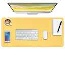 Boutilon Leather Desk Pad Protector,Non-Slip Mouse Pad,Laptop Desk Pad,Office Mouse Mat,Waterproof Leather Desk Blotter,Desk Writing Pad for Office and Home (S-Yellow,24"x 14")