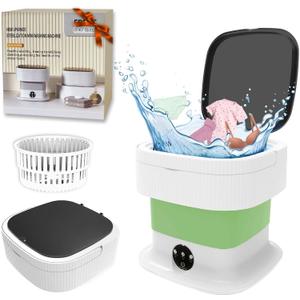 Portable Washing Machine, 16L Mini Washing Machine,60W Foldable Washer and Dryer with Spin for Travel, Underwear, Baby Clothes