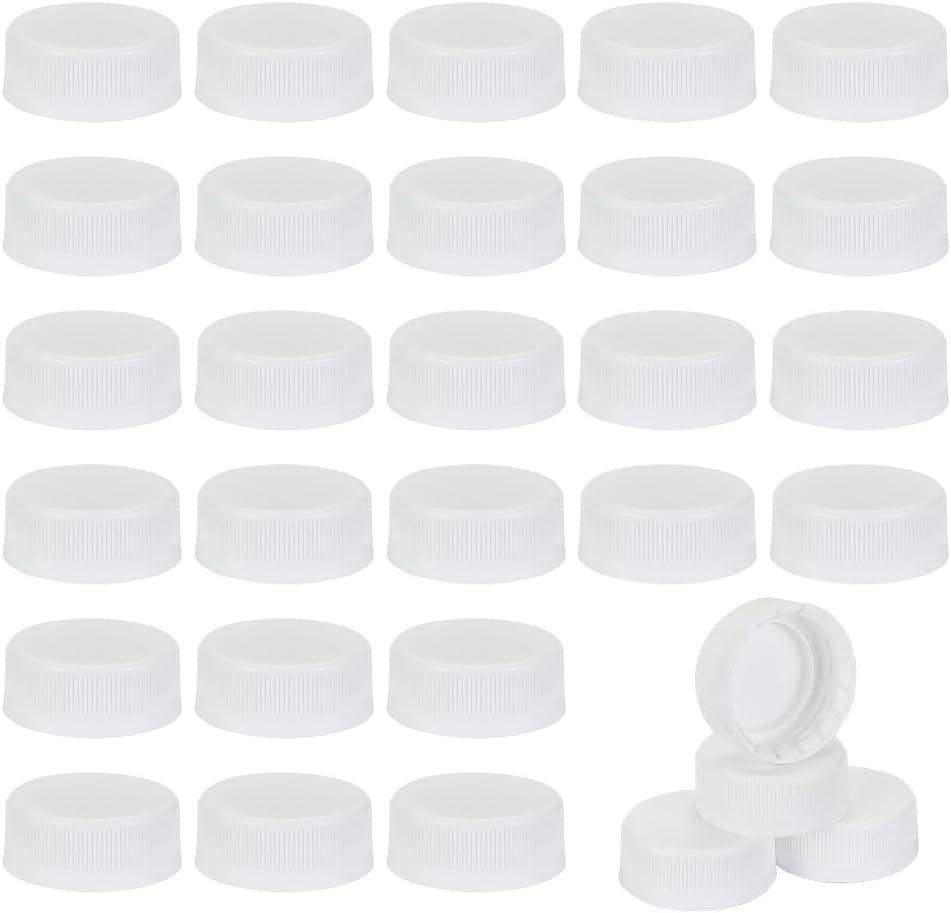 OLYCRAFT 100 White Plastic Bottle Caps 39mm Tamper Seal Lids 1.6x0.6 Inch for Juice Bottles