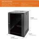 Tecmojo 15U Wall Mount Rack Network Cabinet for 19" IT Equipment,with Lockable Glass Door and Side Panels,Cooling Fan,17.7inch Depth,Black (15U)