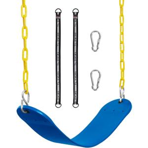 Decorlife Outdoor Swings Seats with 66" Rust-Resistant Heavy Duty Chain, Playground Swing Set Accessories Replacement Anti-Slip Seats, Backyard Swing Support 330lb for Kids or Adults (Blue)