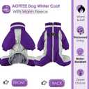 AOFITEE Dog Coat Warm Dog Puffer Jacket for Winter, Windproof Dogs Coat with Harness Built in, Reflective Turtleneck Dogs Winter Jacket Snowsuit, Full Body Fleece Coats for Pet, Medium