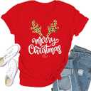Christmas Shirts for Women Merry Christmas Tshirt Xmas Holiday Tee Shirt (Small, Red)