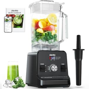 Aeitto Blender for Kitchen, 68 Oz Large Capacity Professional Countertop Blender, 1500-Watt Smoothie Blender for Ice Crush, Frozen Drinks, Black