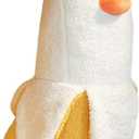 PEACH CAT Cute Banana Duck Stuffed Animal Long Banana Chef Duck Plush Pillow for Girls and Boys White 12"