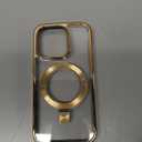 14 Pro Max Case with Stand, Magnetic Clear Cases Plating Edge Invisible Ring Holder Slim Shockproof Protective Kickstand Phone Case for iPhone 14 Pro Max  Desert Titanium Gold