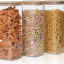 Glass Food Storage Jars 76 oz Set of 3,Glass Storage Containers Clear Glass Food Canister with Bamboo Lid Airtight For Serving Tea, Coffee, Flour, Sugar, Candy, Cookie, Spice and More (Square)