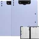 Clipboard Folder, 2 Pcs A4 Foldable Clipboard with Horizontal and Vertical Double Metal Clips, 360 Degree Foldable Binder Clipboards with Pen Holder, File Cover Work Folder Clipboards, Purple