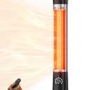 Patio Heater for Outdoor Use, Infrared Electric Outdoor Heater, 1500W Instant Heating, 60-Degree Oscillation, 9 Heat Levels, 9H Timer, Remote, for Garage, Backyard, Large Room, Indoor, 32.2", Black