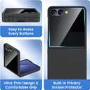 Ruky for Z Flip 7 Case with Privacy Screen Protector, Full Body Cover Anti-Scratches Shockproof Hard PC Ultra-Thin, Support Wireless Charging Protective Phone Cover for Samsung Galaxy Z Flip 7, Black