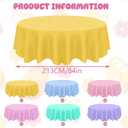 12 Pcs Spring Easter Plastic Tablecloths, Disposable Round Blue Pink Green Purple Yellow Table Cover 84 Inch Waterproof Table Covers for Spring Easter Birthday Wedding Bridal Shower Party Decorations