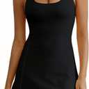 Tennis Dress for Women Workout Dress with Built-in Bra & Shorts Pockets for Athletic Exercise Golf, Black, Medium