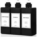 Modern Shampoo and Conditioner Dispenser (21 oz, Pack of 3) Refillable Pump Bottle Set Empty Shower Plastic Bottles with Pump for Bathroom Body Wash Soap and Shower (Black)
