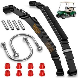 Upgraded Heavy Duty Rear 4-Leaf Springs Kit for Club Car DS 1981-Up Gas & Electric Golf Cart Suspension with Bushings Sleeves U-Bolts Replace OEM 102006501 1014675 Fixes Sagging Load Capacity, Fit Club Car DS 1981-Up Electric & Gas