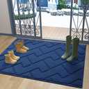 OLANLY Indoor Door Mat, 48x32, Dirt Resistant and Absorbent, Sturdy Non-Slip Rubber Backing, Easy to Clean, Washable Entry Mat, Ideal Low-Profile Floor Mat for Front Back Door and Entryway, Navy
