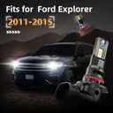 Ford Explorer 2011-2015 FOG Lights Bulbs Combo, 4pcs Super Bright White Dual Beam and Fog Lights Blubs Package, 1:1 Size as Stock Bulbs, Plug and Play