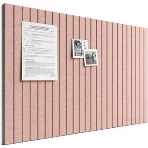 Bumusty Large Cork Board Alternative-36 x 24" Felt Bulletin Board Tiles, with 30 Pushpins, 40 Adhesive Tabs, Fine-Stripe 6-Pack, Cork Boards for Office Push Pin Board Felt Board-Pink