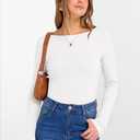ANRABESS Women's Boat Neck Long Sleeve Shirts Rib Knit Slim Fitting Tops Basic Tees 2026 Casual Comfy Fall Outfits Clothes White X-Large