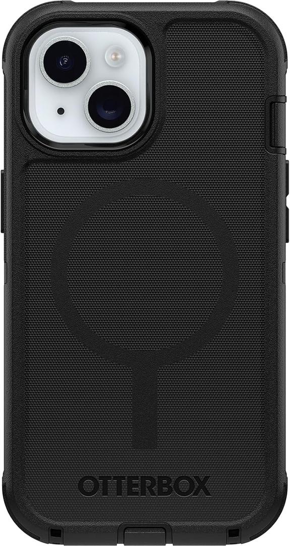 OtterBox Defender MagSafe Case for iPhone 17e, 16e, iPhone 15, iPhone 14, iPhone 13 7X Military-Grade Drop Protection, Rugged Grip Texture, Strap Anchors, Port Covers Non-Retail Packaging Black