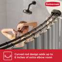 Rubbermaid Double Curved Shower Curtain Rod, No Drill, 50-72 Inches Adjustable Tension Shower Rod for Bathroom, Non-Slip, No Rust, Matte Black