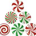 48Pcs Christmas Candy Paper Plates Peppermint Swirl Xmas Party Plates Red & Green Holiday Disposable Plates Striped Dinner Round Plate for Winter New Year Candy Party Supplies (48, 7Inch)