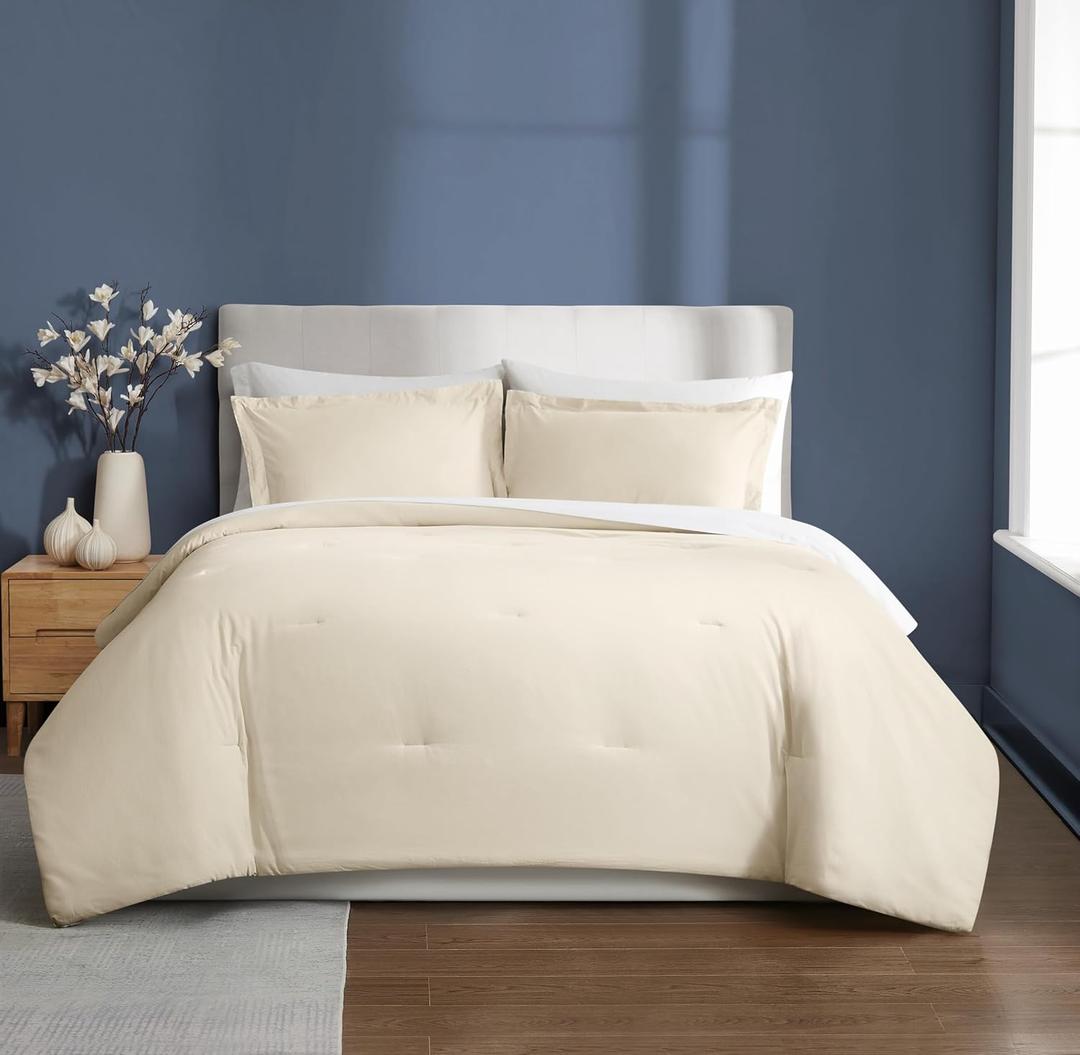 Brooklyn Loom Essential Cotton Natural King 3 Piece Comforter Set