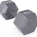 CAP Barbell Cast Iron Hex Dumbbell | Multiple Options (40 lb, Gray, Single)