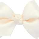 Wee Ones Girls' French Satin Hair Bow with a Knot Wrap Center, No-Slip Hair Clip, Handmade (Ecru)