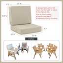 Favoyard Deep Seat Patio Cushion Set 22 x 22 Inch Waterproof Outdoor Chair Cushions for Patio Furniture with Fade Resistant and Removable Cover with Handle & Adjustable Straps for Patio, Yard, Garden (Beige)