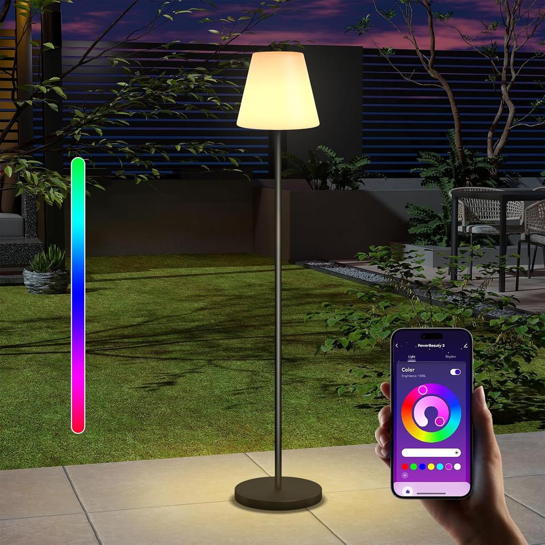 Outdoor Floor Lamp USB Rechargeable Cordless Dimmable RGB Warm White LED Lights for Yard Garden Patio