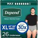Amazon.com: Depend Fresh Protection Adult Diapers, Incontinence Underwear for Men, Disposable, Maximum, Extra-Large, Grey, 26 Count, 
