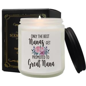 QASHWEY Nana Candle, Pregnancy Announcement Candles Gifts for Nana Grandma, GreatNana Grandma Gifts Soy Aromatherapy Candle, Promoted to GreatNana Lavender Fragrance Jar Candles for Home Scented