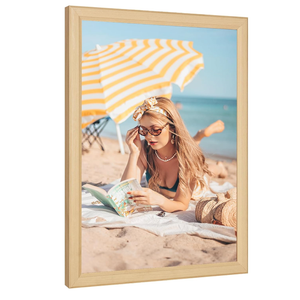 14x18 Wood Frame, Rustic Natural Wooden 18x14in Poster Picture Frame, Modern Beige Woodgrain 14 x 18inch Gallery Wall Photo Frame with HD Plexiglass, Horizontal Vertical Wall Mounting Display 1pcs