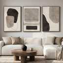 Large Framed Neutral Abstract Wall Art for Living Room, 3 Piece Black and White Canvas Prints Paintings Artwork for Walls, Modern Minimalist Pictures Wall Decor for Bedroom Dining Room Office 24x36 In