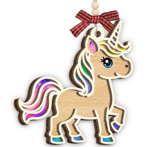 Rainbow Unicorn Ornament 2025, Birthday, for Kids, Teen Girls, Wooden Ornaments for Christmas Decorations, Animal Lovers Gift Ideas, Unicorn Gifts for Women Friends