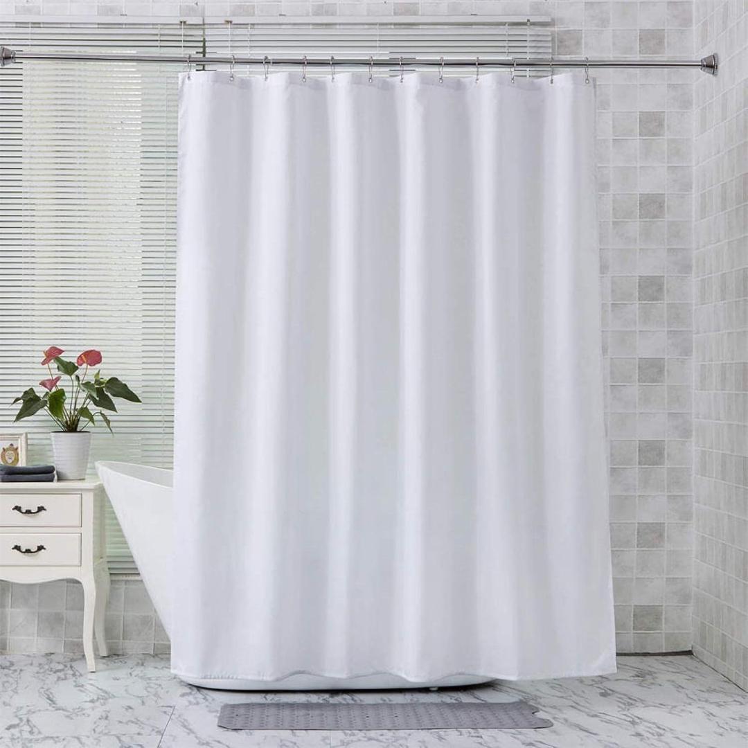Bath Room Waterproof Curtain Thickened Polyester Plain White Modern Style Easy to Install Decorative 24X6