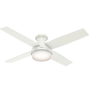Hunter 52 inch Indoor Ceiling Fan No Light with Remote Control - White Modern Ceiling Fan without Light, Low Profile Mount, 4 Blades, For Bedroom, Living Room, or Kitchen - Dempsey 59248, Fresh White