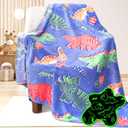 Dinosaur Toys Gifts for Kids Boys - Glow in The Dark Dinosaur Blanket Teen Girls Birthday for Age 2 3 4 5 6 7 8 9 10 Years Old Children Adults Throw 40" x 50" Inches