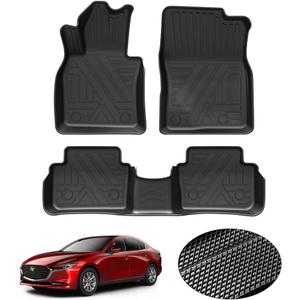KUST Floor Mats for 2019-2025 2026 Mazda 3 (FWD Only), All Weather TPE Rubber Car Mats for Mazda3 Accessories 1st & 2nd Row Liners Non-Slip High Side