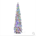 C6-ft Pre-Lit Slim Flocked Xmas Decoration Christmas Tree with 11 Modes - 250 LED Lights