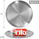 Sumerflos 304 (18/8) Stainless Steel Dinner Plates, 10" Round Salad Plates, Serving Plate for Home Kichten, Outdoor Camping, Snack, Pizza and BBQ - Set of 4