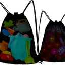MUYIZI Mesh Beach Bag for Kids and Adults 2 Pack, Mesh Drawstring Backpack - Quick Dry Sand Free Beach Toy Bags Portable Sand Toy Bag Swimming Pool Accessories, Bags Only (Black)