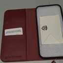 SHIELDON Wallet Case for iPhone 17 Pro Max 6.9" 2025 | Genuine Leather, RFID Blocking Credit Card Holder, Flip Design, Kickstand, Magnetic, Soft TPU Shock-Absorbent Cover - Red