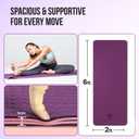 Live Well Thick Yoga Mat - 6mm TPE Non-Slip Exercise Mat for Home Gym, Dual Color (Purple/Pink) Yoga Mats for Women, 6ft x 2ft