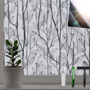 DKTIE Window Film Privacy with Installation Tools, Decorative Stained Glass Window Clings for Home, Static Cling Window Sticker for Front Door, Bathroom, Glass Door (Dark Green, 35.4'' x 78.7'')