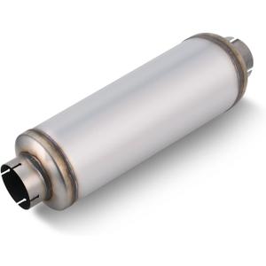 LCGP 4" Inlet Diesel Exhaust Muffler, 4'' Inlet & Outlet Universal Resonator, 30'' Overall Length Stainless Steel Mufflers, Straight Through Design, welded On Muffler Resonator