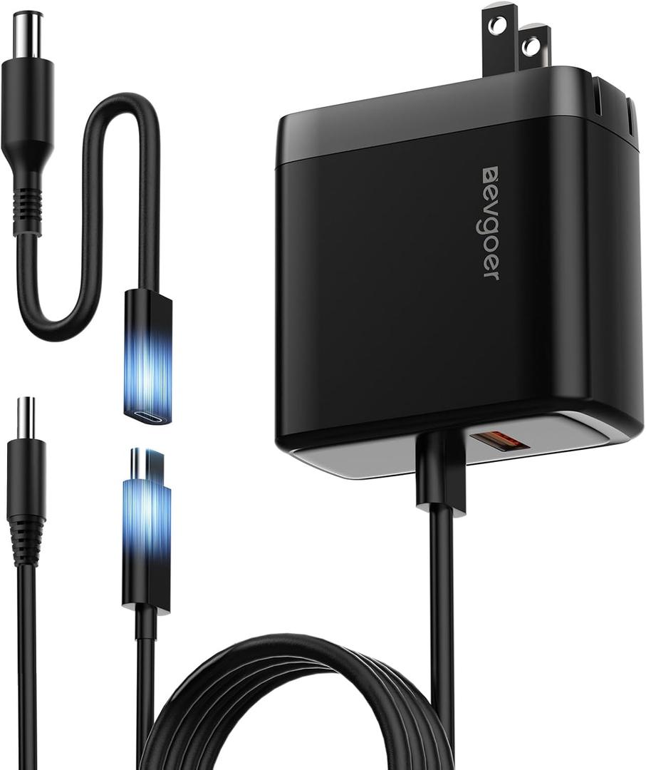 65W Dell Charger for Laptop, Dell Computer Charger USB-C for XPS, Inspiron, Latitude and Vostro Models, Power Cord 4.5 * 3.0 mm and 7.5 * 3.0 mm Compatible with Both 65W 45W (Foldable AC Plug)